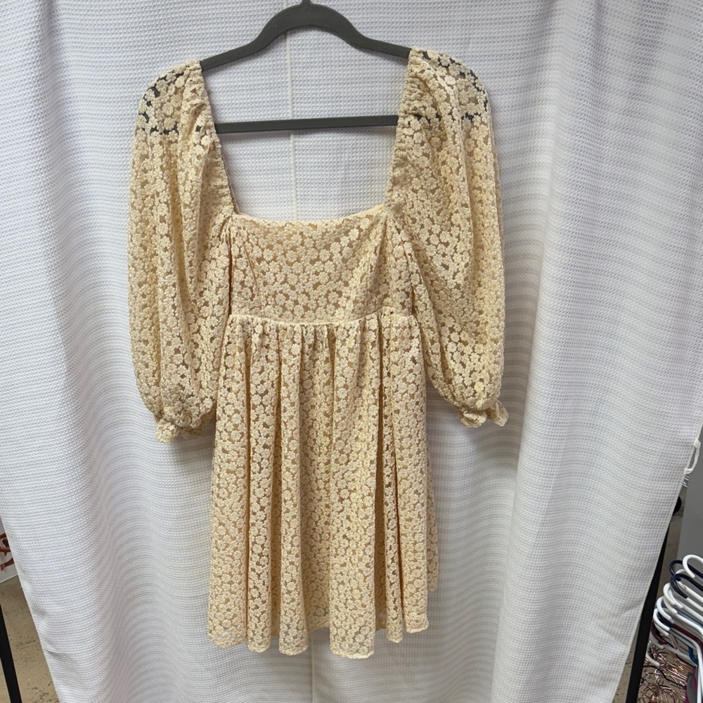 Elegant Cream Lace Mini Dress